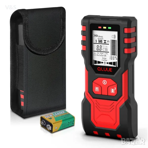 детектор  5 в 1  откриване на центъра и звуково предупреждение,метал,дърво,кабели,тръби,напрежение, снимка 1