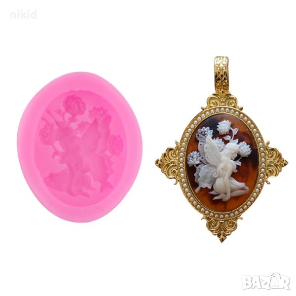 ангел фея пеперуда овал силиконов молд форма украса декор торта фондан шоколад и др, снимка 1