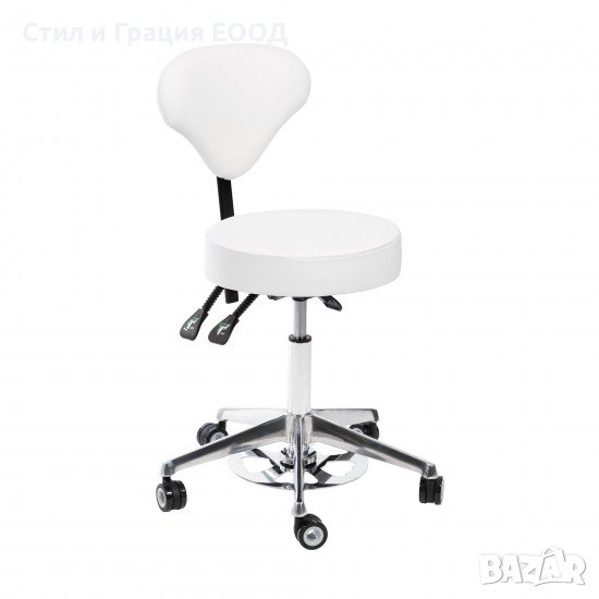 Козметичен стол - табуретка с облегалка SONIA - Orion Adapt 51,5/63,5 см - бяла, снимка 1