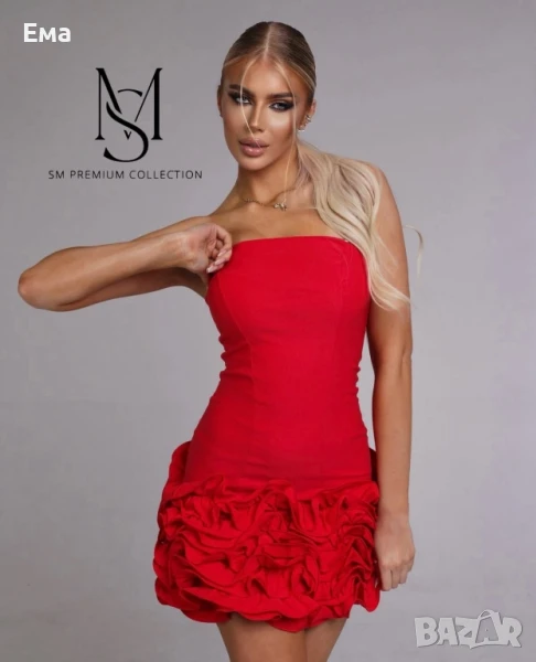 Дамска къса червена рокля подходяща за официални поводи, снимка 1