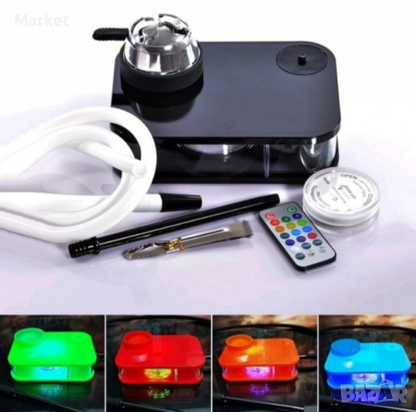 Акрилен уред Наргиле с дистанционно управление LED кутия, снимка 1