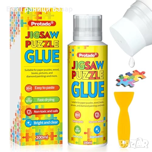 Ново Прозрачно лепило за пъзели 200мл с гъбичка – бързосъхнещ лак, снимка 1