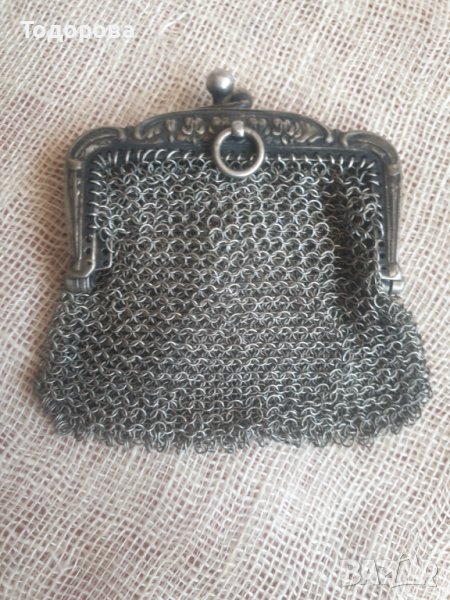 Метално старинно малко дамско портмоне с две прегради, снимка 1