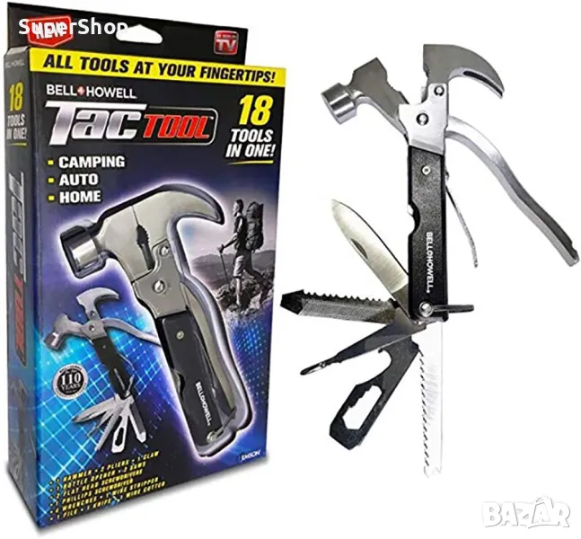 18в1 Мултифункционален инструмент – Tactool чук, отвертка, трион, снимка 1