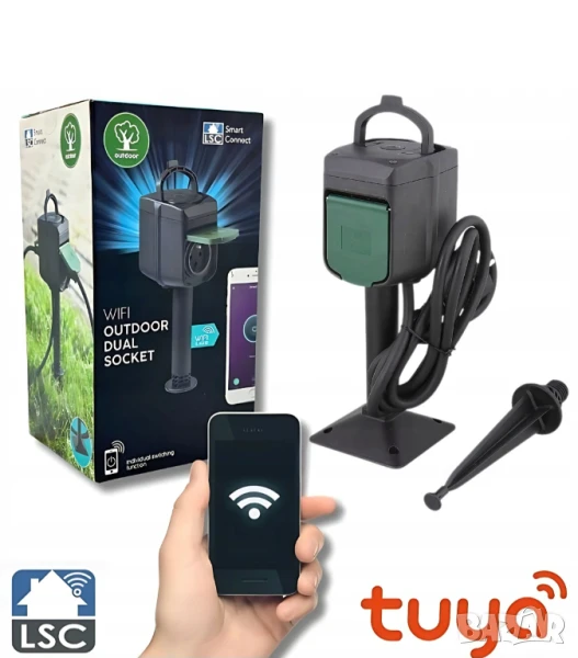 Градински двоен смарт wifi контакт, снимка 1