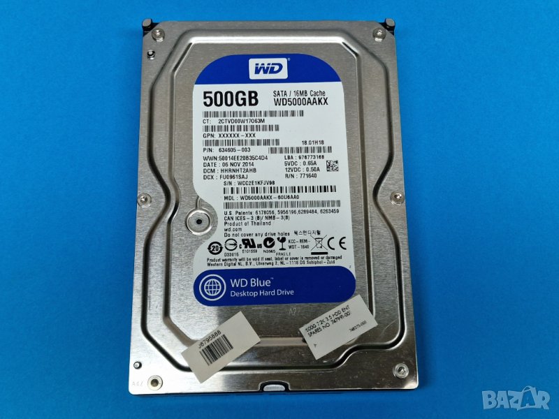 500GB хард диск за видеонаблюдение DVR или PC тествани WD WD5000AAKX, снимка 1