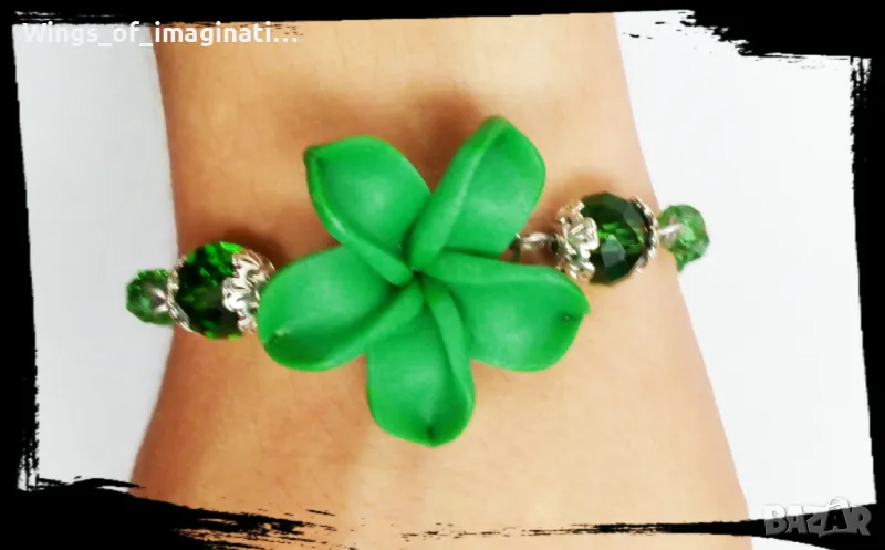 Зелена гривна ръчна изработка, снимка 1