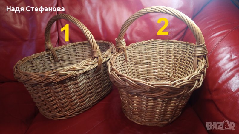 Две плетени кошници, продълговата от едно време, снимка 1