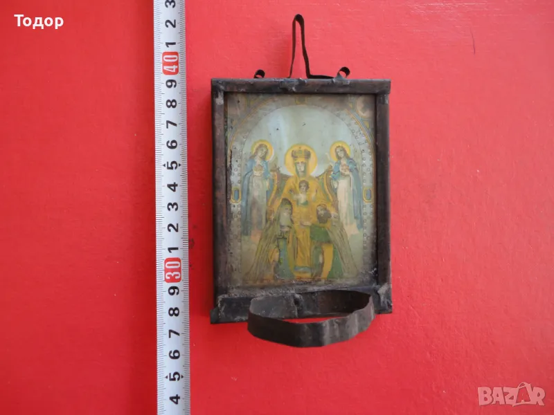 Старинна домашна икона кандило , снимка 1