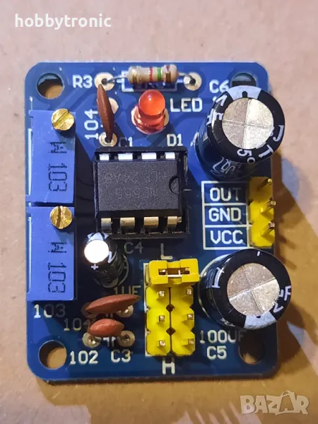 NE555 генератор на правоъгълни импулси 1Hz-200KHz, снимка 1