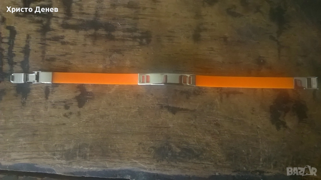 гривна силикон оранжева и стомана дизайнерска, снимка 1