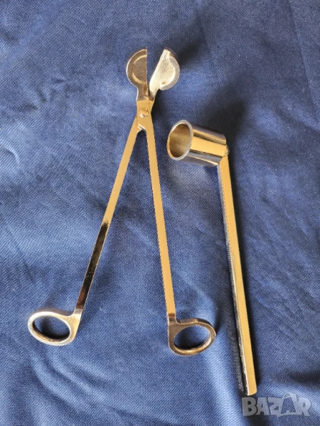 свещи - гасене и подрязване  - комплект от 2 уреда, нови , златисти, снимка 1