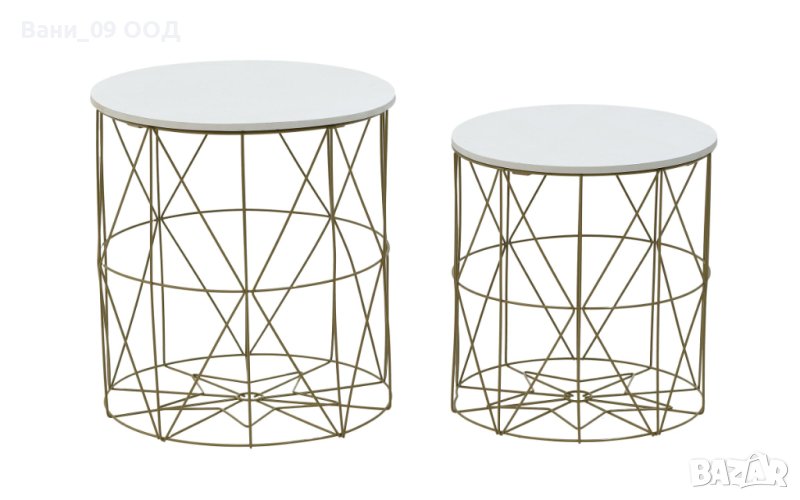 Сет 2 холни масички в златисто и бяло , снимка 1