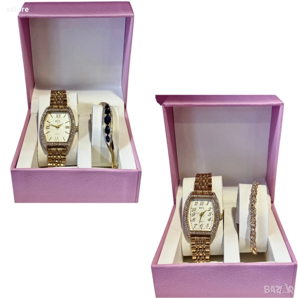 Елегантен подаръчен комплект за дами - Часовник с нежна гривна, снимка 1