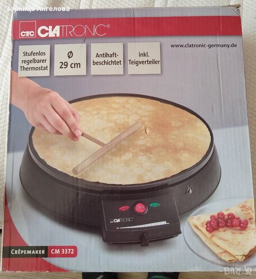 Електрически уред за палачинки / крепове Clatronic CM 3372 – Ø 29 см, снимка 1
