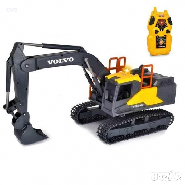 Dickie Toys Радиоуправляем минен багер Volvo 045020, Звукови и светлинни ефекти, Черен/Жълт, снимка 1