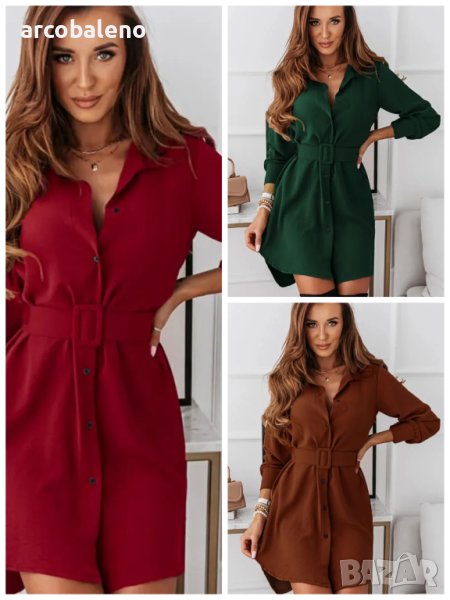 Елегантна дамска ежедневна рокля (риза), 3цвята , снимка 1