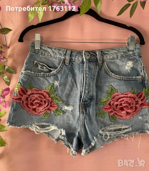 Zara деним дънкови панталонки, S размер , снимка 1