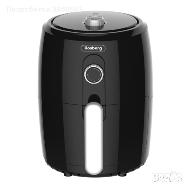 Фритюрник с горещ въздух Air Fryer Rosberg Premium , 1000W, 2 литра, 80-200 C, Таймер, Черен, снимка 1