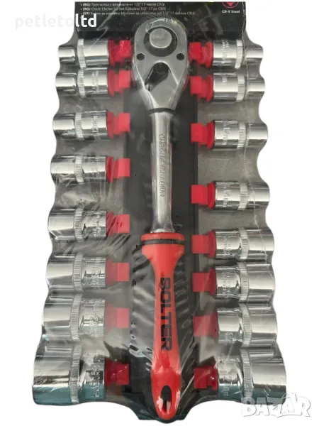 Комплект тресчотка с вложки BOLTER 1/2" 17 елемента ( 8 - 30 ), снимка 1