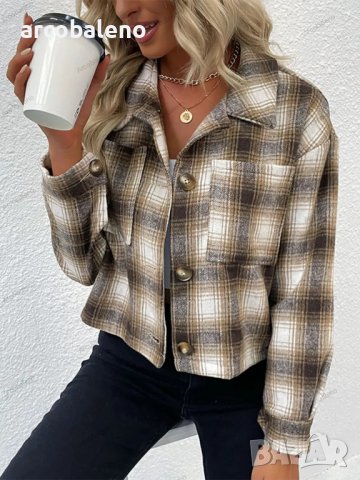Модно дамско преходно карирано яке , снимка 3 - Якета - 41688973