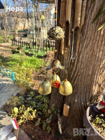 Вятърен звънец от метал Лотос , снимка 3 - Декорация за дома - 35950979