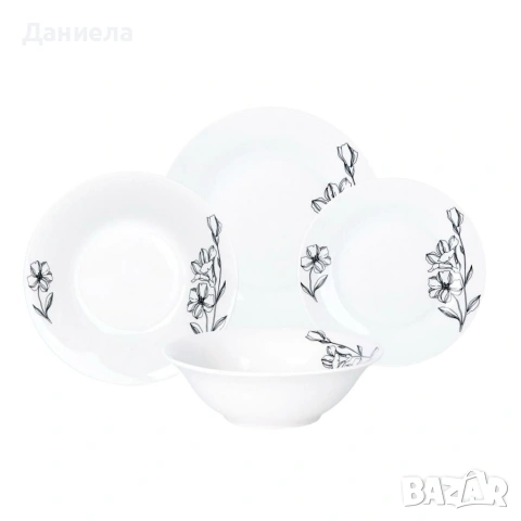 Комплект чинии 24 части с елегантен флорален дизайн – Лекота и стил за всяка трапеза, снимка 5 - Сервизи - 53309613