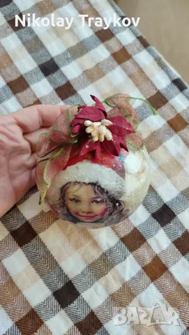 Коледна играчка. Декупаж, снимка 4 - Коледни подаръци - 56172733
