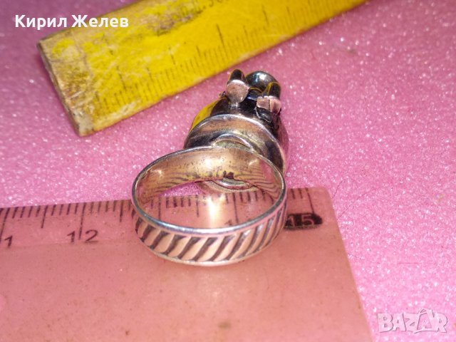 СТАРИНЕН СКЪПОЦЕНЕН СРЕБЪРЕН ПРЪСТЕН УНИКАТ Англия ВИСОКА ПРОБА СРЕБРО ЦИТРИН и СРЕБЪРНА ЖАБКА 31210, снимка 9 - Антикварни и старинни предмети - 44315570
