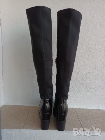 Дамски черни високи еластични ботуши, снимка 3 - Дамски ботуши - 41845645