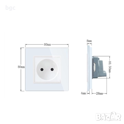 Контакт Welaik A18ES, Единичен, Със стъклена рамка, Сив, снимка 2 - Друга електроника - 52153080