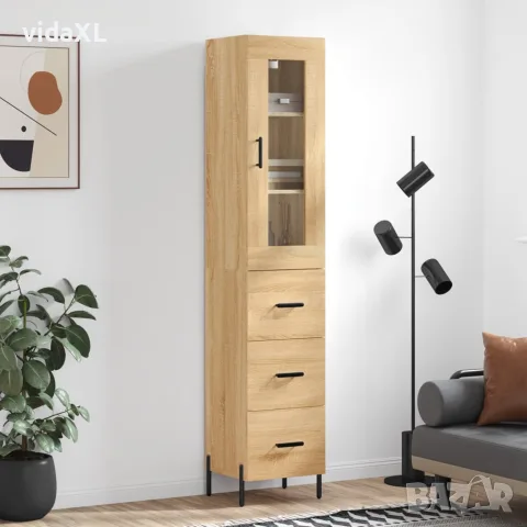 vidaXL Висок шкаф, сонома дъб, 34,5x34x180 см, инженерно дърво, снимка 2 - Бюфети - 56146731