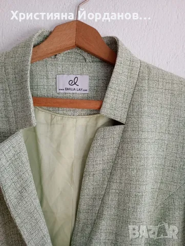 Елегантно дизайнерско сако цвят мента с ЕТИКЕТ , снимка 9 - Сака - 49090899