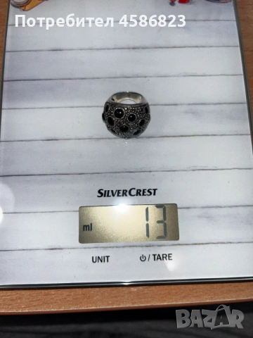 Дамски сребърен пръстен с черни камъни, снимка 3 - Пръстени - 53231155