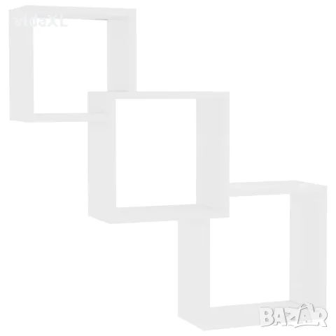 vidaXL Квадратни стенни рафтове, бели, 68x15x68 см, инженерно дърво, снимка 1 - Етажерки - 56147745