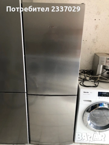 Ком.хладилник:Бош-Инокс-1год гаранция,клас:А+++\вис:1,76м/дъл:65см/Шир:60см,дисплей,като нов,