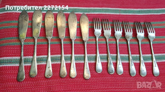 Посребрени прибори нож вилица, снимка 3 - Антикварни и старинни предмети - 51583618