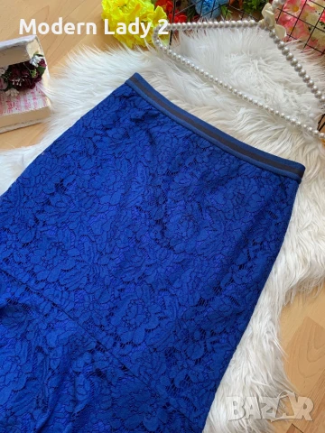 Дантелена турско синя пола, снимка 2 - Поли - 51005523