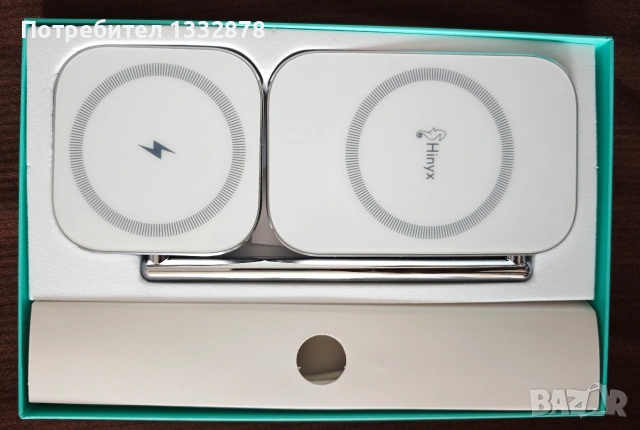 Безжично зарядно за телефон 2 в 1, снимка 2 - Безжични зарядни - 53872663