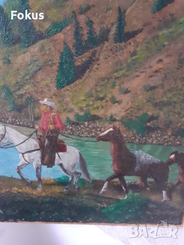 Уникална картина "Конникът'' масло на фазер худ. Иванов, снимка 3 - Антикварни и старинни предмети - 53395317