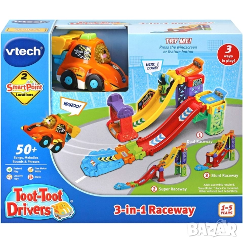 Комплект VTech Toot-Toot Drivers 3-in-1 Raceway, снимка 8 - Коли, камиони, мотори, писти - 52924712