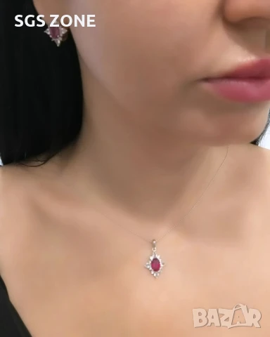 СРЕБЪРНИ ОБЕЦИ СЪС САПФИР, РУБИНИ ИЛИ ИЗУМРУД , снимка 7 - Обеци - 51104047