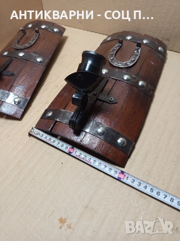 Комплект Стари Ръчно Изработени Стенни Лампи От Старо Дъбово Буре. , снимка 13 - Антикварни и старинни предмети - 52841377