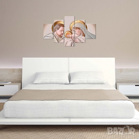Модерна Картина от 5 части VOGUE “The Kiss” – Дърво, Керамичен Ефект, 66 x 115 см, за Спалня, Хол!, снимка 4 - Картини - 52859454