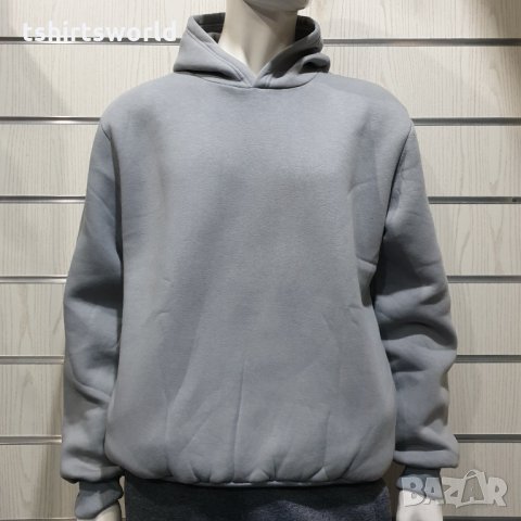 Нов мъжки сив суичър с качулка и джобчета
