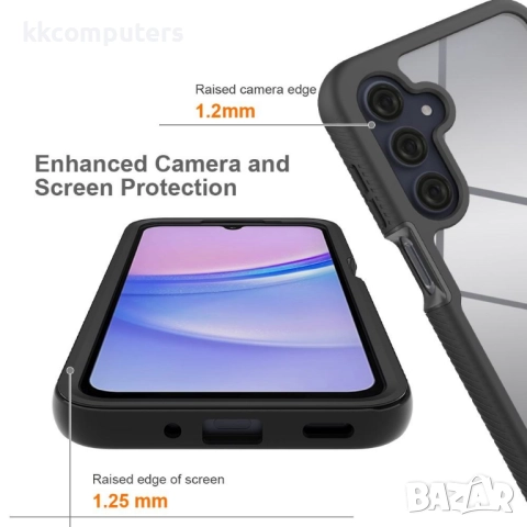 Прозрачен Калъф (PC+TPU) за Samsung Galaxy A17 5G / A17 4G| Комплект с Протектор [Черен, Тъмносин, Ч, снимка 8 - Калъфи, кейсове - 52198709
