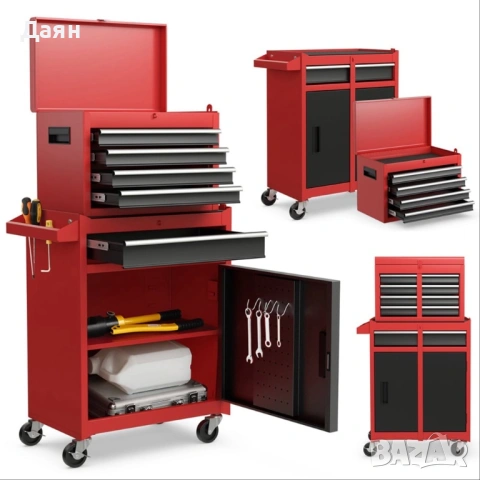 Шкаф за инструменти Costway с 5 чекмеджета, черно-червен, с голям капацитет, снимка 2 - Други инструменти - 53122718