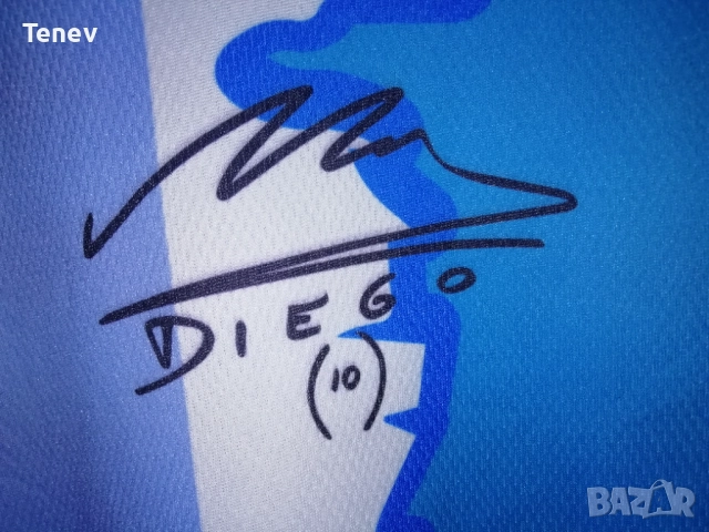 Maradona Napoli Argentina автограф подпис тениска фланелка Наполи Аржентина Марадона размер L футбол, снимка 6 - Тениски - 52852342