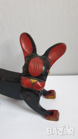 Стара дървена играчка куче, снимка 3 - Колекции - 44177344