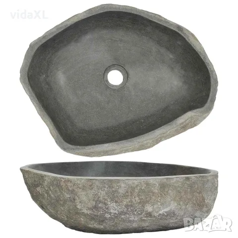 vidaXL Мивка от речен камък, овална, (45-53)x(34-41) см